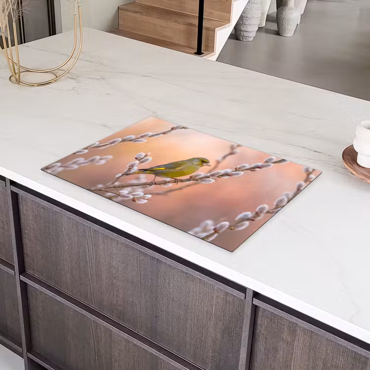 Groenling - Katjes - Lente - Natuur - Zacht Inductie beschermer vinyl 3mm klein -sfeer8