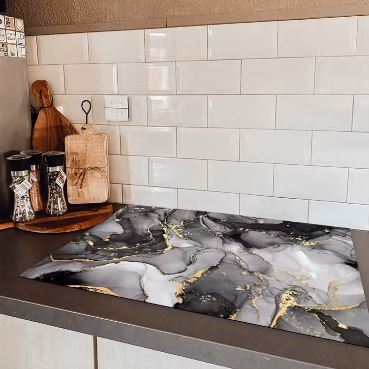 Grijs - Luxe - Goud - Marmer Inductie beschermer vinyl 3mm klein -sfeer3