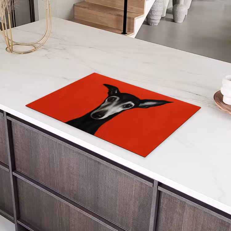 Windhond - Minimalistisch - Rood Inductie beschermer vinyl 3mm klein -sfeer8