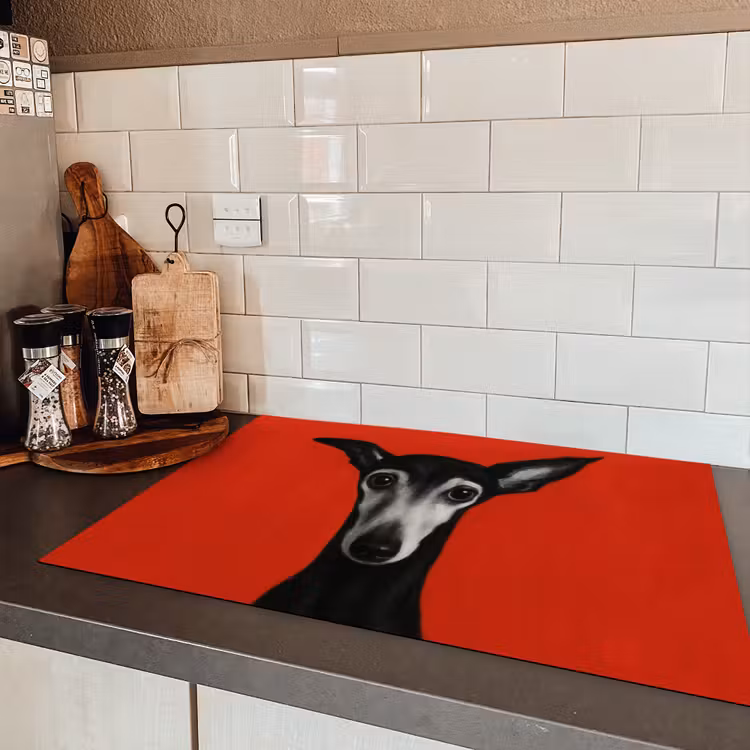 Windhond - Minimalistisch - Rood Inductie beschermer vinyl 3mm klein -sfeer3