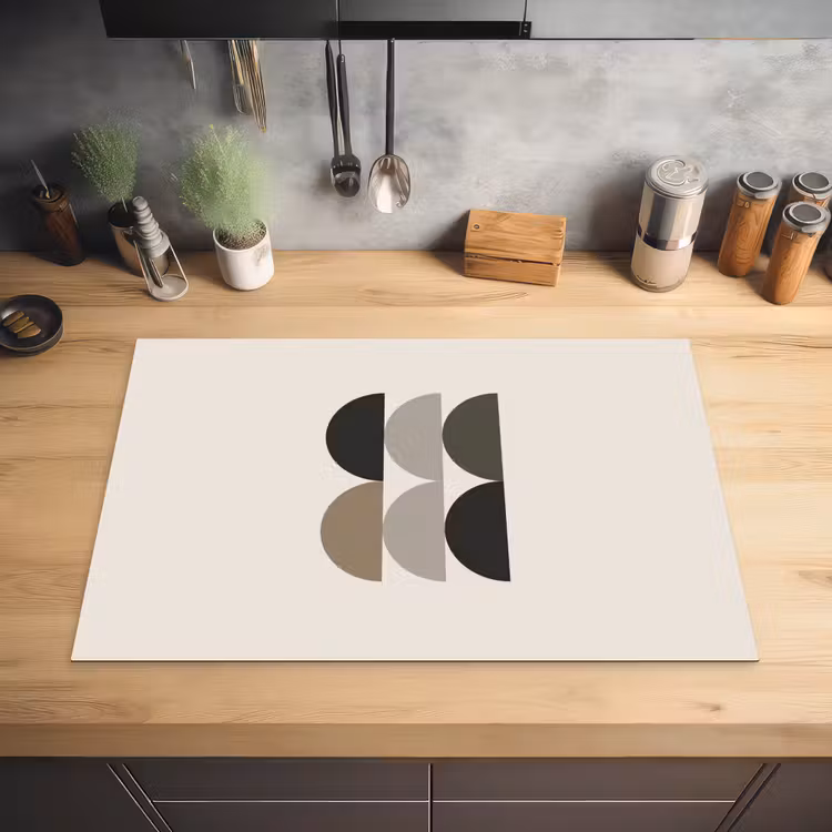 Halve cirkels - Aardetinten - Grafisch Inductie beschermer vinyl 3mm klein -sfeer5