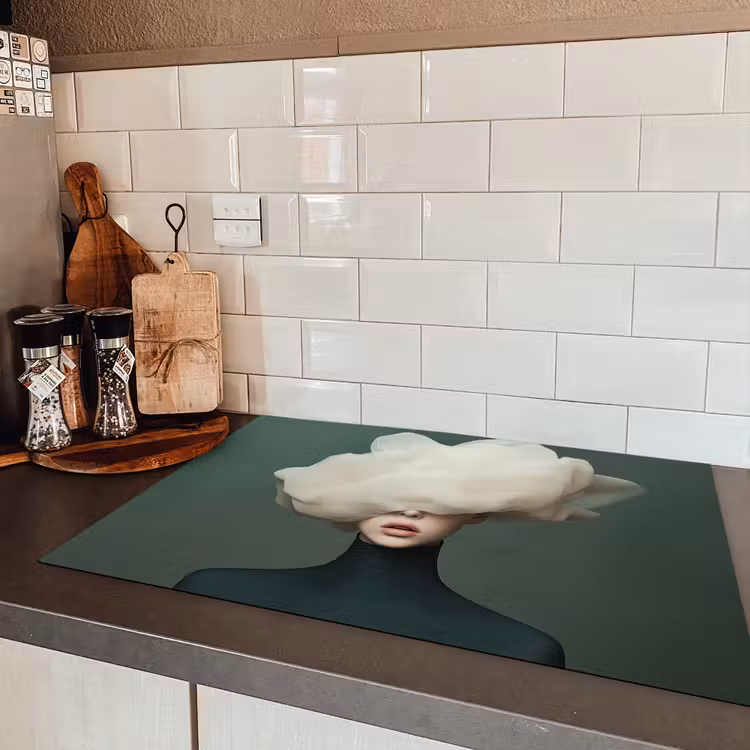 Hoed - Vrouw - Beige Inductie beschermer vinyl 3mm klein -sfeer3