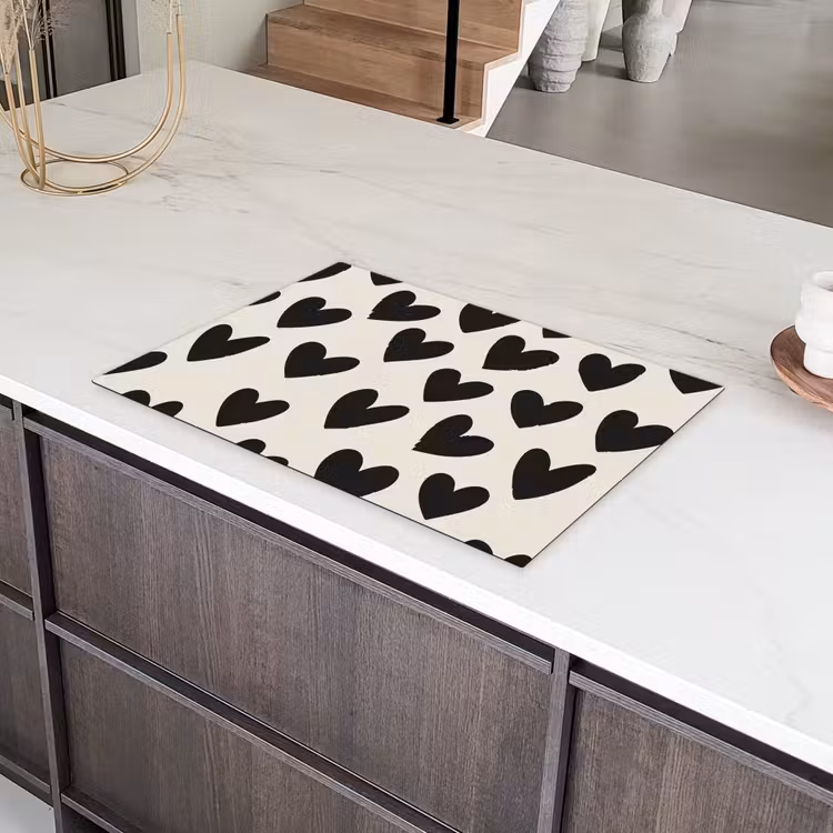 Hartjes - Zwart - Beige Inductie beschermer vinyl 3mm klein -sfeer8