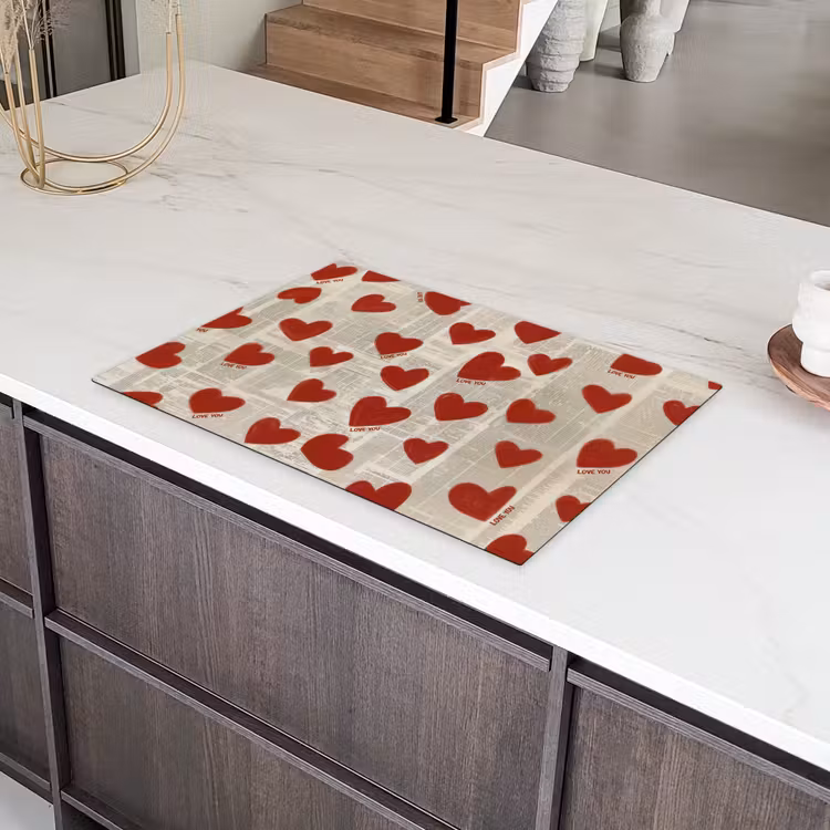 Hartjes - Krant - Loveyou Inductie beschermer vinyl 3mm klein -sfeer8