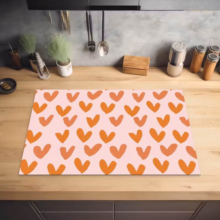 Hartjes - Getekend - Oranje Inductie beschermer vinyl 3mm klein 276 -sfeer5