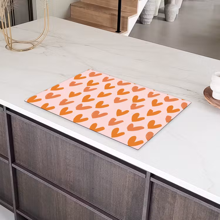 Hartjes - Getekend - Oranje Inductie beschermer vinyl 3mm klein 276 -sfeer8