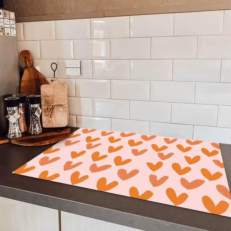 Hartjes - Getekend - Oranje Inductie beschermer vinyl 3mm klein 276 -sfeer3