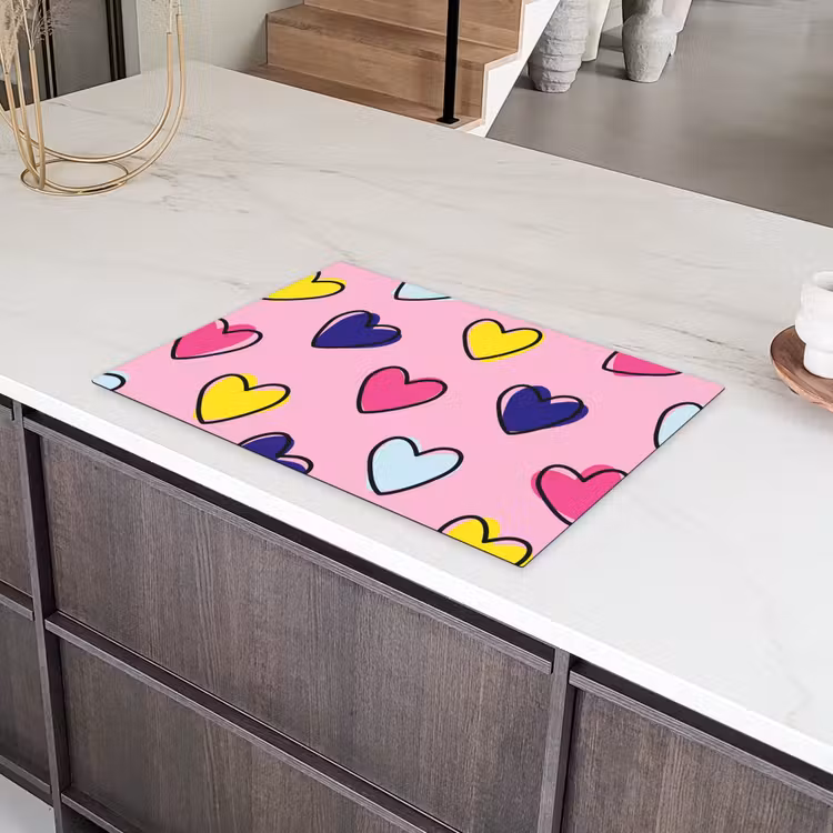 Hartjes - Valentijn - Patroon - Kleurrijk Inductie beschermer vinyl 3mm klein -sfeer8