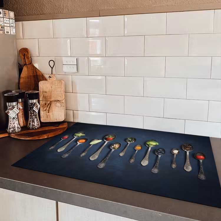 Kruiden - Lepel - Zilver - Specerijen - Industrieel Inductie beschermer vinyl 3mm klein -sfeer3