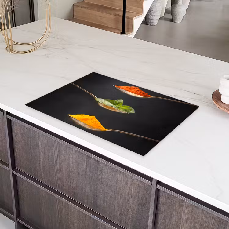 Kruiden - Lepel - Specerijen - Zwart - Italiaans Inductie beschermer vinyl 3mm klein -sfeer8