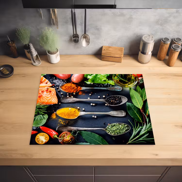Kruiden - Lepels - Keuken - Specerijen Inductie beschermer vinyl 3mm groot -sfeer5