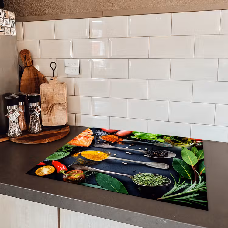 Kruiden - Lepels - Keuken - Specerijen Inductie beschermer vinyl 3mm groot -sfeer3