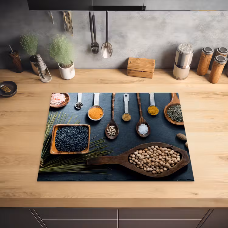 Kruiden - Lepels - Specerijen - Keuken Inductie beschermer vinyl 3mm groot -sfeer5