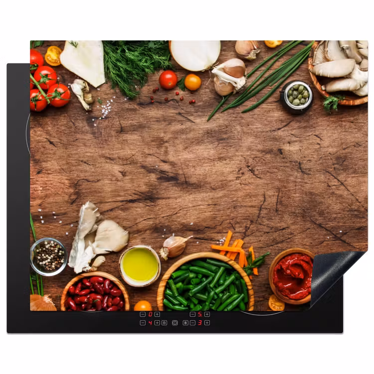Kruiden - Groente - Rustiek Inductie beschermer vinyl 3mm groot -3d