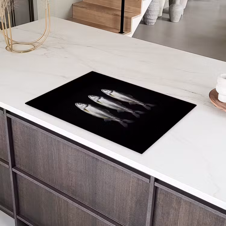 Haring - Vissen - Zwart Inductie beschermer vinyl 3mm klein -sfeer8