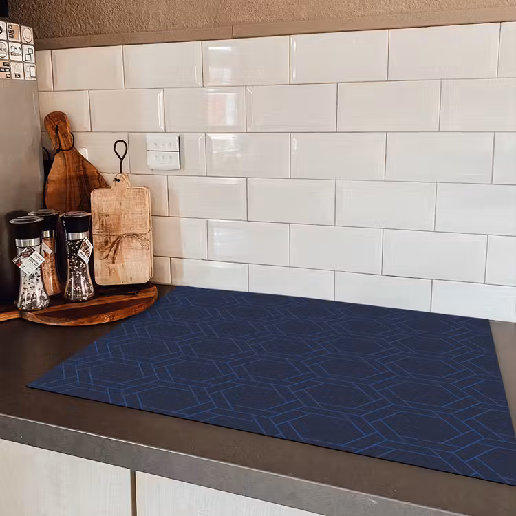 Hexagon - Patroon - Blauw Inductie beschermer vinyl 3mm klein 276 -sfeer3