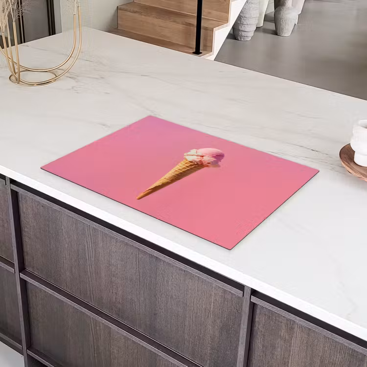 Hoorntje - Schepijs - Roze Inductie beschermer vinyl 3mm klein -sfeer8