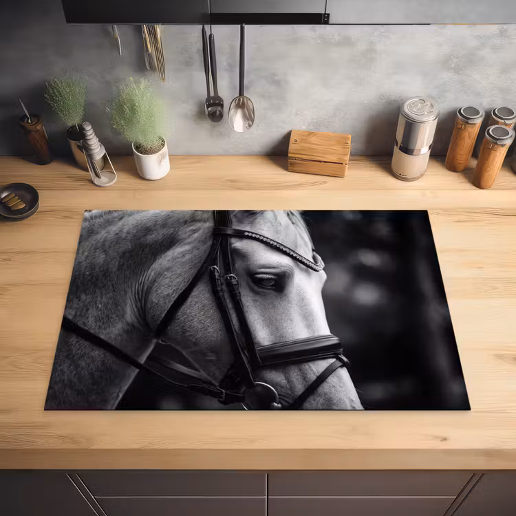 Paard - Schimmel - Portret Inductie beschermer vinyl 3mm klein -sfeer5