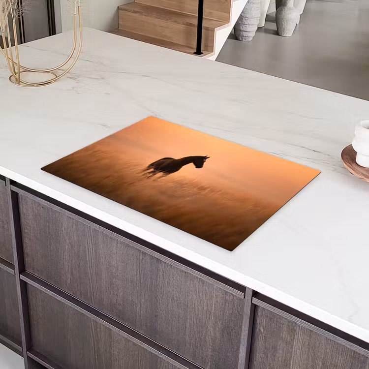 Paard - Grasveld - Zonsondergang Inductie beschermer vinyl 3mm klein -sfeer8