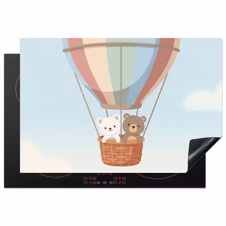 Luchtballon - Beren - Pastel Inductie beschermer vinyl 3mm klein -3d