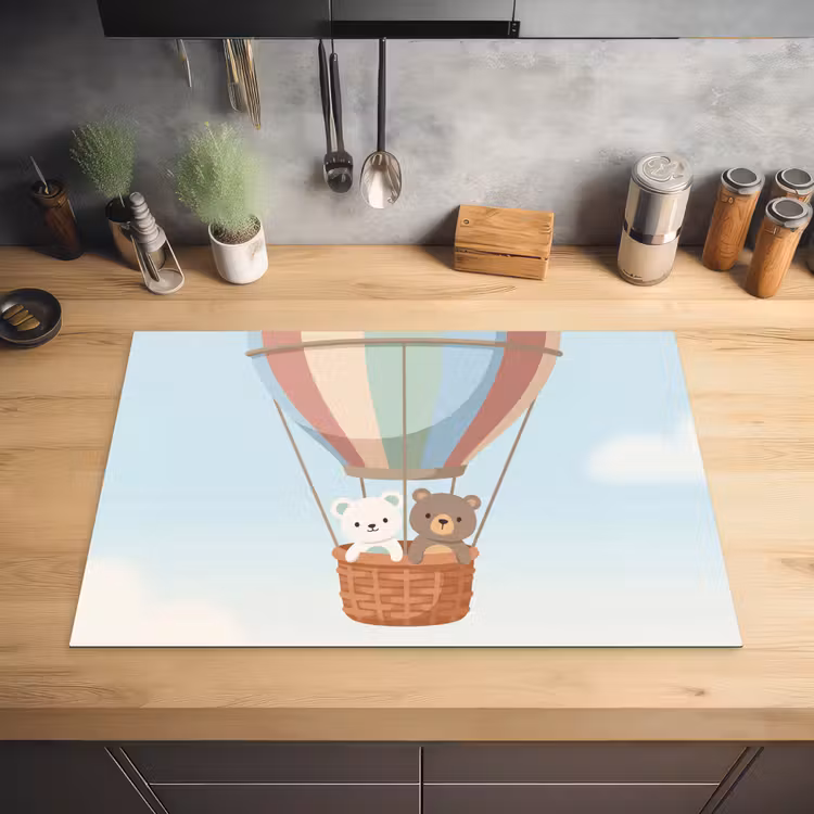 Luchtballon - Beren - Pastel Inductie beschermer vinyl 3mm klein -sfeer5