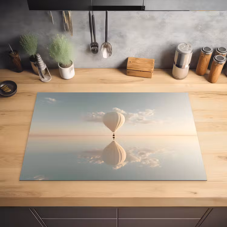 Luchtballon - Wolken - Water - Blauw Inductie beschermer vinyl 3mm klein -sfeer5