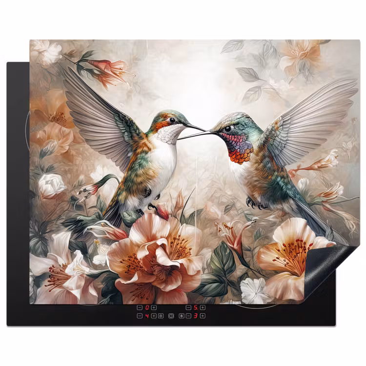 Kolibrie - Vogels - Bloemen - Natuur Inductie beschermer vinyl 3mm groot -3d