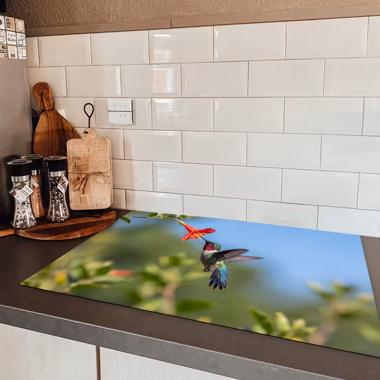 Kolibrie - Bloem - Natuur - Groen Inductie beschermer vinyl 3mm klein -sfeer3
