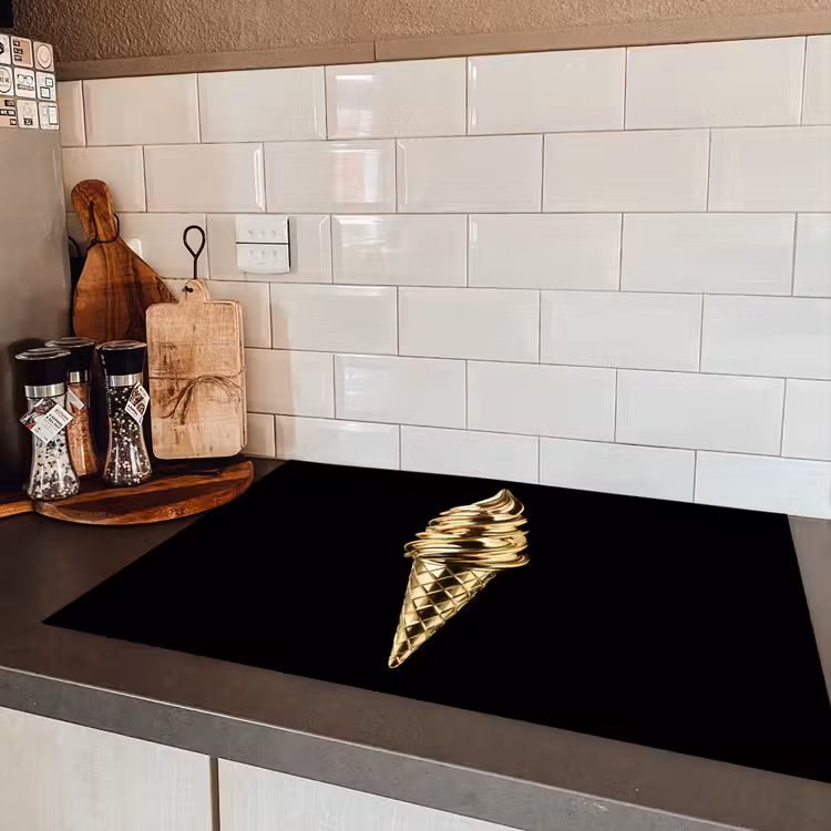 Ijs - Goud - Zwart - Eten Inductie beschermer vinyl 3mm klein -sfeer3