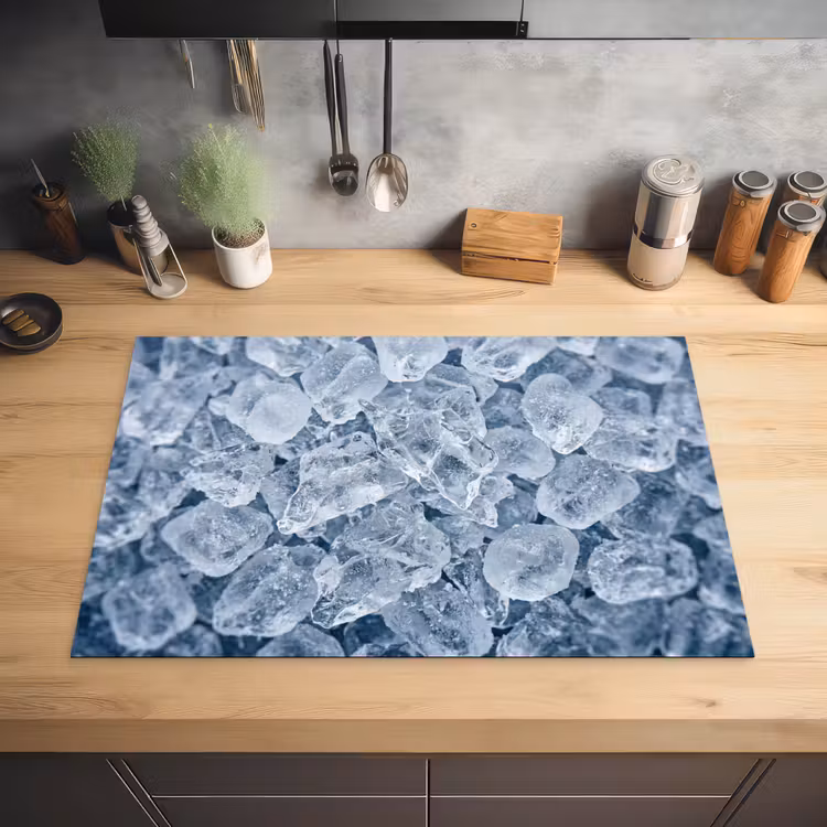 Ijsblokjes - Water - Blauw Inductie beschermer vinyl 3mm klein -sfeer5