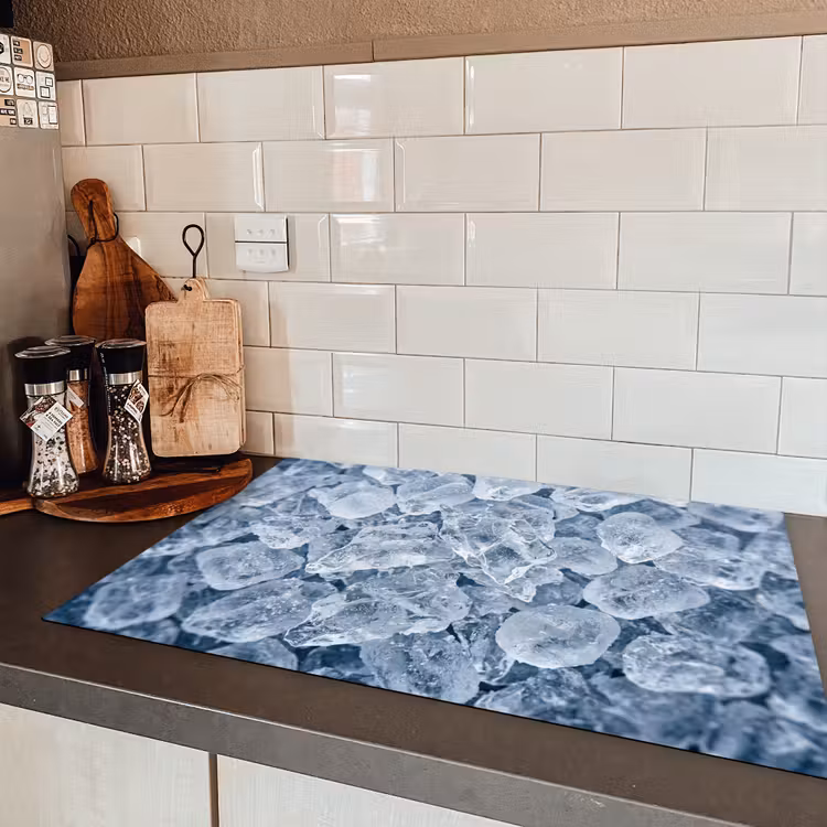 Ijsblokjes - Water - Blauw Inductie beschermer vinyl 3mm klein -sfeer3