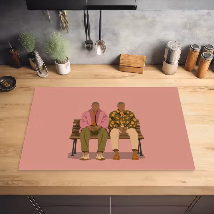 Illustratie - Bankje - Personen - Minimalistisch Inductie beschermer vinyl 3mm klein -sfeer5