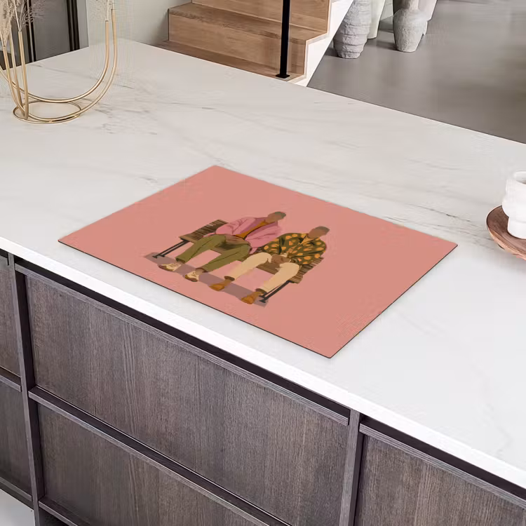 Illustratie - Bankje - Personen - Minimalistisch Inductie beschermer vinyl 3mm klein -sfeer8