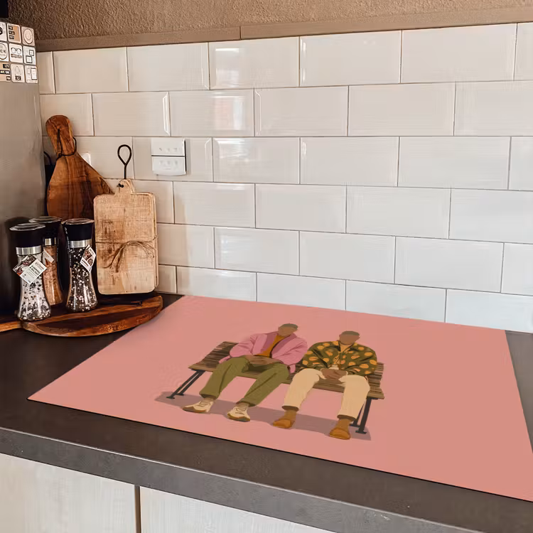 Illustratie - Bankje - Personen - Minimalistisch Inductie beschermer vinyl 3mm klein -sfeer3