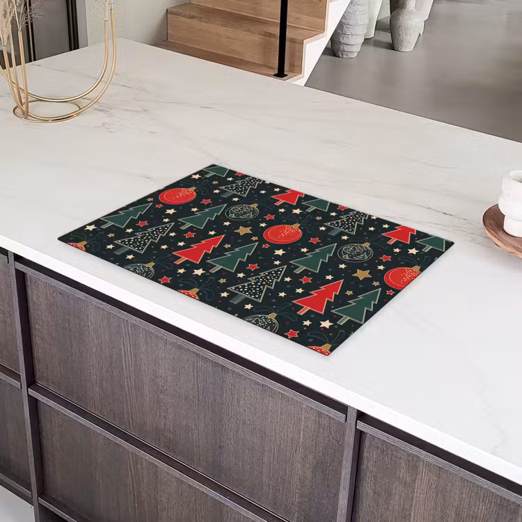 Illustratie - Kerst - Sterren - Groen Inductie beschermer vinyl 3mm klein 276 -sfeer8