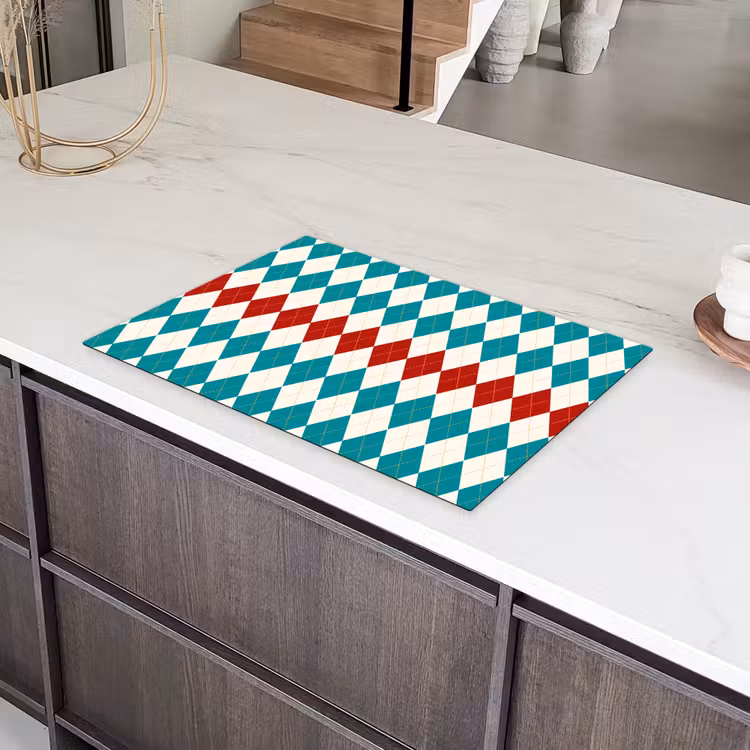 Illustratie - Ruiten - Rood - Groen Inductie beschermer vinyl 3mm klein 276 -sfeer8