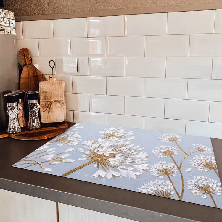 Illustratie - Bloemen - Blauw Inductie beschermer vinyl 3mm klein -sfeer3