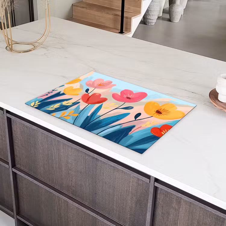 Illustratie - Bloemen - Kleurrijk Inductie beschermer vinyl 3mm klein -sfeer8