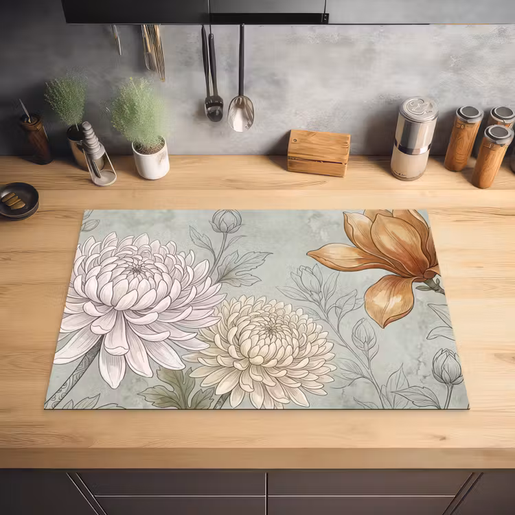 Illustratie - Bloemen - Groen Inductie beschermer vinyl 3mm klein -sfeer5