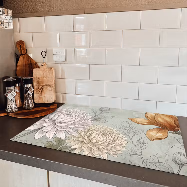 Illustratie - Bloemen - Groen Inductie beschermer vinyl 3mm klein -sfeer3