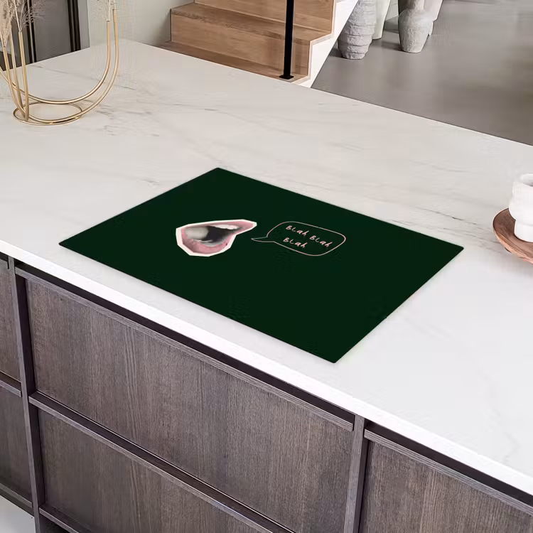 Illustratie - Mond - Donkergroen - Tekstwolkje Inductie beschermer vinyl 3mm klein -sfeer8