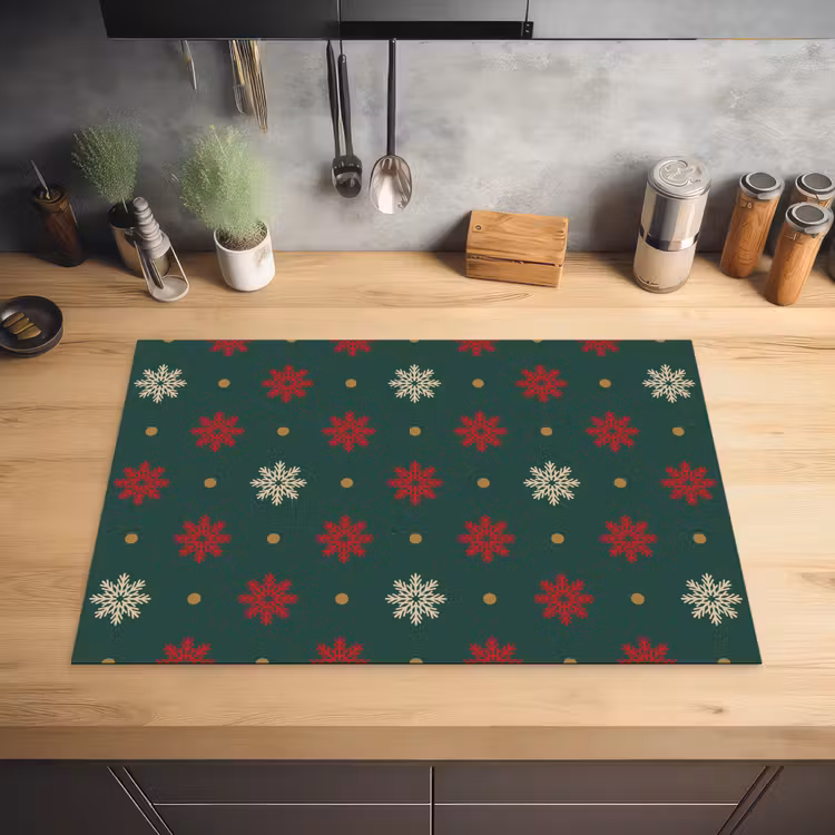 Illustratie - Sneeuwvlokken - Groen Inductie beschermer vinyl 3mm klein 276 -sfeer5