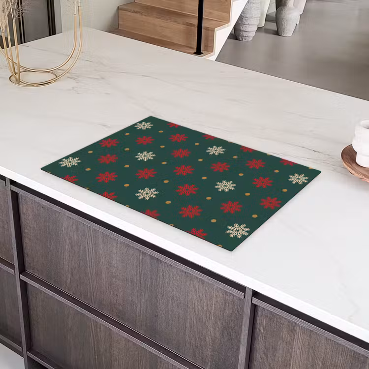 Illustratie - Sneeuwvlokken - Groen Inductie beschermer vinyl 3mm klein 276 -sfeer8