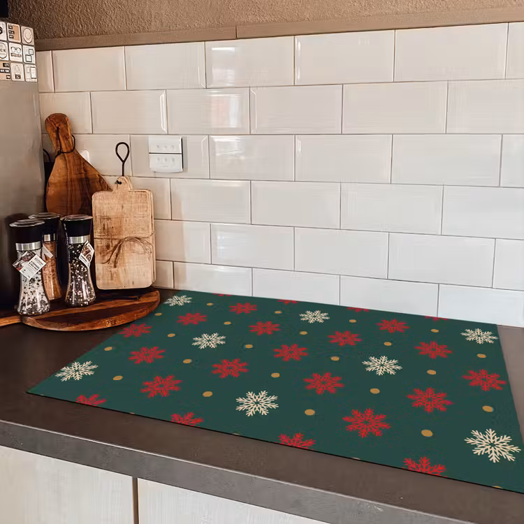 Illustratie - Sneeuwvlokken - Groen Inductie beschermer vinyl 3mm klein 276 -sfeer3