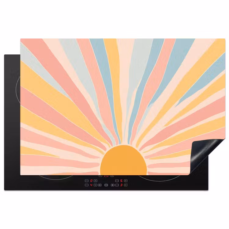 Illustratie - Zon - Pastelkleuren Inductie beschermer vinyl 3mm klein -3d
