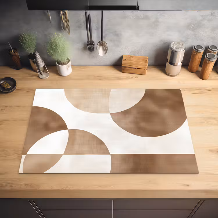 Snijdende cirkels - Overlappende vlakken Inductie beschermer vinyl 3mm klein -sfeer5