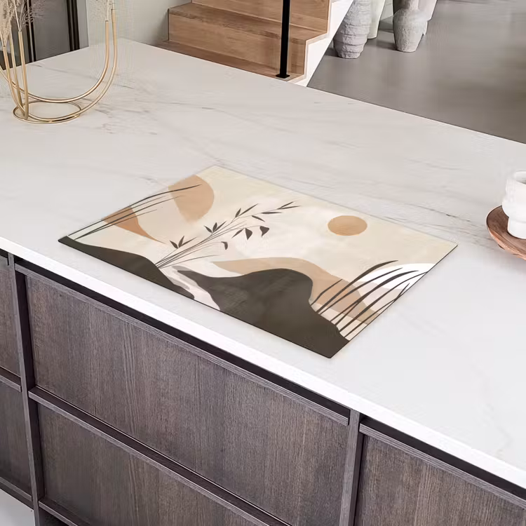Japandi - Landschap - Beige Inductie beschermer vinyl 3mm klein -sfeer8