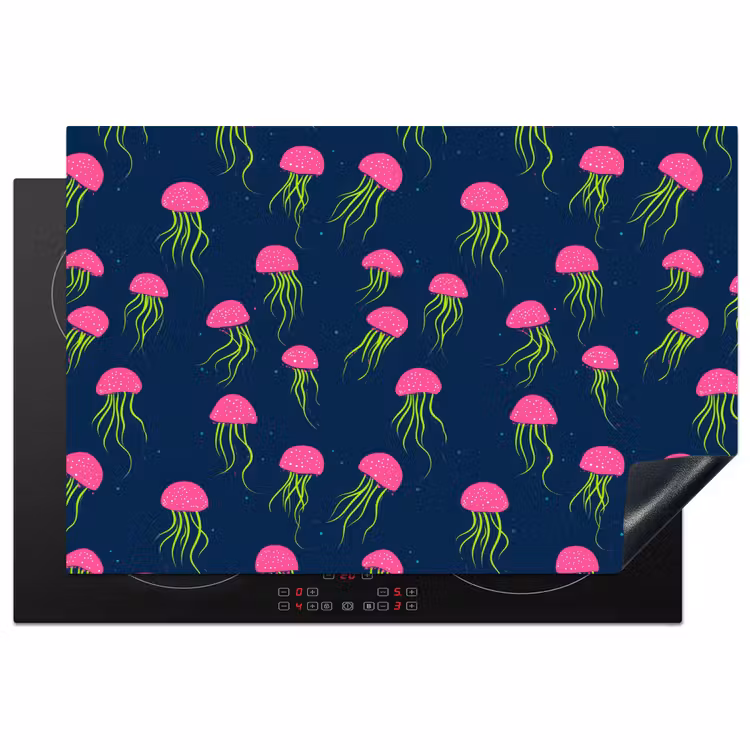 Kwallen - Diepzee - Neon Inductie beschermer vinyl 3mm klein 276 -3d