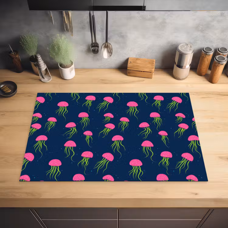 Kwallen - Diepzee - Neon Inductie beschermer vinyl 3mm klein 276 -sfeer5