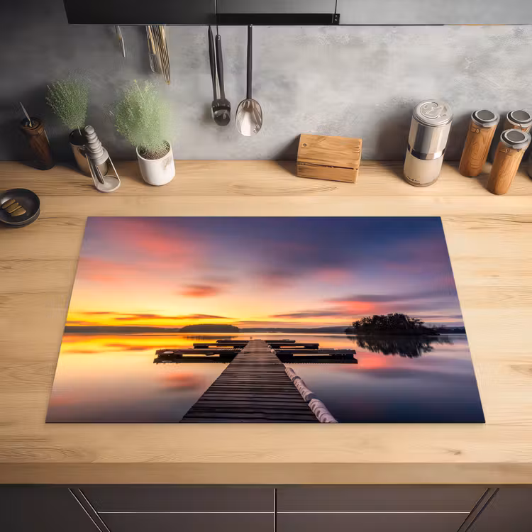Steiger - Zonsondergang - Water - Zee - Reflectie Inductie beschermer vinyl 3mm klein -sfeer5